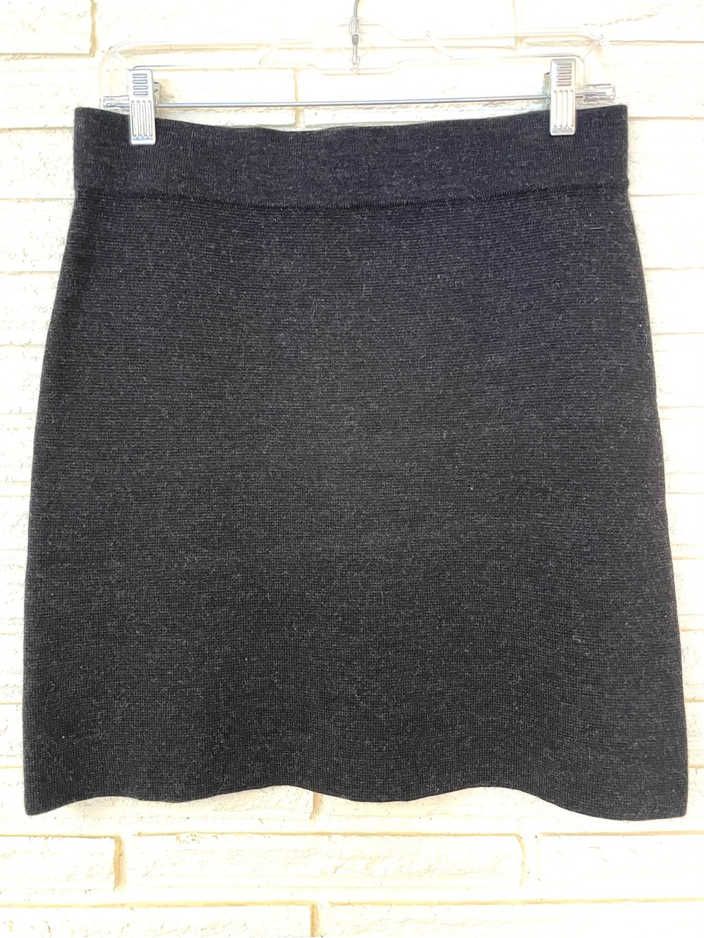 Krimson Klover Merino Wool Mini Skirt M Charcoal Grey Pull On Stretch Ski Lodge